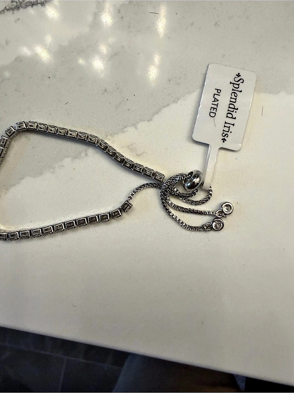 Splendid Iris Plated Tennis Bracelet in Silver NWT